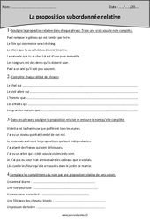 Proposition relative - Cm1 - Exercices avec correction - PDF à imprimer