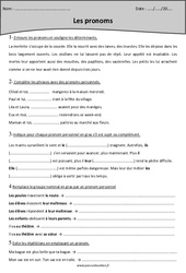 Pronoms personnels - Cm1 - Exercices  - PDF à imprimer