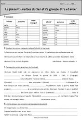 Etre et avoir - Présent – Verbes du 1er et 2e groupe – Cm1 – Exercices - PDF à imprimer