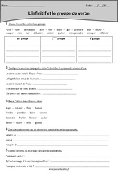 Infinitif - 3 groupes de verbes - Cm1 - Exercices  - PDF à imprimer