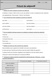 Présent du subjonctif - Cm2 - Exercices  - PDF à imprimer