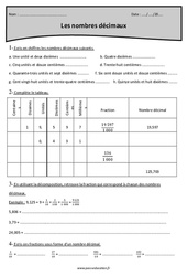 Nombres décimaux - Cm1 - Exercices corrigés - PDF à imprimer