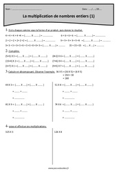 Multiplication de nombres entiers - Sens - Cm1 - Exercices