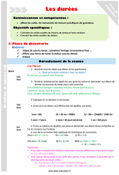 Durées - CM1 - Fiche de préparation - PDF à imprimer