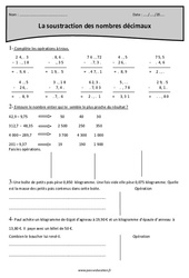 Soustraction avec retenue - Nombres décimaux – Cm1 – Révisions - PDF à imprimer