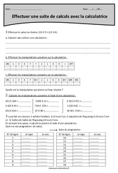 Calculatrice - Suite de calculs - Cm1 - Exercices avec correction