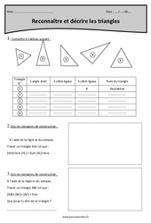 Reconnaître et décrire les triangles - Cm1 - Exercices  - PDF à imprimer