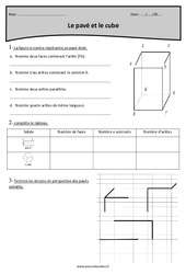 Cube et pavé  - Cm1 - Exercices corrigés - PDF à imprimer