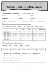 Connaitre et utiliser les unités de longueur - Cm1 - Exercices  - PDF à imprimer