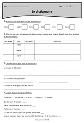 Dictionnaire - Ordre alphabétique - Cm1 - Exercices  - PDF à imprimer