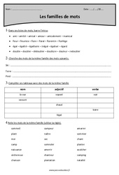 Familles de mots - Cm1 - Révisions - PDF à imprimer