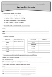 Mots de la même famille - Cm1 - Exercices corrigés - PDF à imprimer