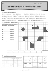 Aires - Mesures, comparaisons et calcul - Cm1 - Exercices avec correction - PDF à imprimer