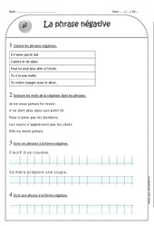 Phrase négative - Ce1 - Exercices corrigés - PDF à imprimer