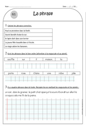 Majuscule et point - Ce1 - Exercices sur la phrase - PDF à imprimer