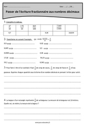 Ecriture fractionnaire - Nombres décimaux - Cm2 - Exercices  - PDF à imprimer
