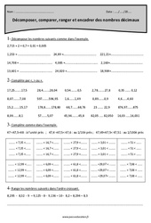 Décomposer, comparer, ranger et encadrer des nombres décimaux - Cm2 - Exercices - PDF à imprimer
