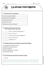 Phrase interrogative - Ce1 - Exercices  - PDF à imprimer