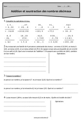Soustraction et addition  des nombres décimaux - Cm2 - Exercices - PDF à imprimer