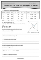 Calculer l’aire: Carré, rectangle, triangle - Cm2 - Exercices corrigés - PDF à imprimer
