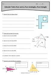 Carré, rectangle, triangle – Cm2 – Exercices sur le calcul de l'aire - PDF à imprimer