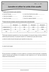 Unités d’aire usuelle - Cm2 - Exercices  - PDF à imprimer