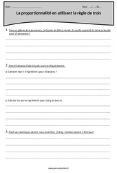 Règle de trois - Proportionnalité - Cm2 - Exercices  - PDF à imprimer