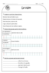 Sujet, groupe sujet - Ce1 - Exercices avec correction - PDF à imprimer