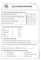 Pronoms personnels - Ce1 - Exercices  - PDF à imprimer