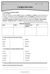 Mots d'origine étrangère - Cm2 - Exercices  - PDF à imprimer