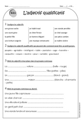 Adjectif qualificatif - Ce1 - Exercices  - PDF à imprimer