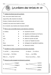Présent des verbes en -er - Ce1 - Exercices  - PDF à imprimer