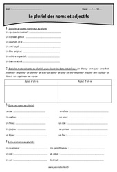 Pluriel des noms et adjectifs - Cm2 - Exercices  - PDF à imprimer