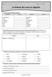 Féminin des noms et adjectifs - Cm2 - Exercices  - PDF à imprimer