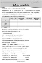 Verbes pronominaux - Cm2 - Exercices sur la forme pronominale - PDF à imprimer
