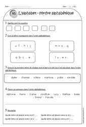 Ordre alphabétique - Alphabet - Ce1 - Exercices avec correction - PDF à imprimer