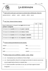 Utiliser le dictionnaire - Ce1 - Exercices corrigés - PDF à imprimer