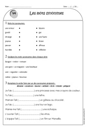 Mots synonymes - Ce1 - Exercices  - PDF à imprimer
