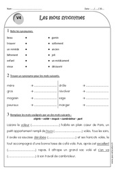 Synonymes - Ce1 - Exercices - PDF à imprimer