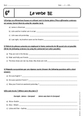 Forme contractée de BE - 6ème - Exercices avec correction - PDF à imprimer