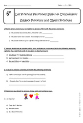 Pronoms Personnels - 6ème - Exercices  - PDF à imprimer