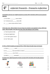 Possessive Adjectives - 6ème - Exercices  - PDF à imprimer