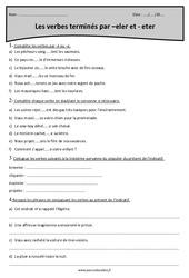 Verbes terminés par -eler er -eter - Cm2 - Exercices - Révisions - PDF à imprimer