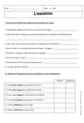 L'apposition - 4ème - Exercices avec correction - PDF à imprimer