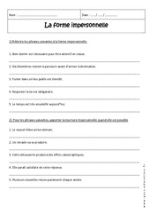 Formes personnelles ou impersonnelles - 4ème - Exercices corrigés - PDF à imprimer