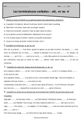 -ait -er ou -é - Terminaisons verbales - Cm2 - Exercices corrigés - PDF à imprimer