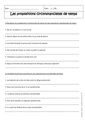 Propositions subordonnées circonstancielles de temps - 4ème - Exercices - PDF à imprimer