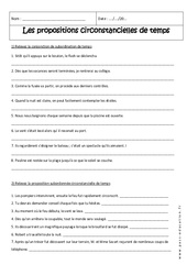 Propositions circonstancielles de temps - 4ème - Exercices  - PDF à imprimer