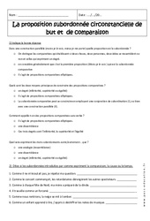 But - Comparaison - 4ème - Exercices sur les propositions subordonnées circonstancielles - PDF à imprimer