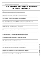 Propositions subordonnées circonstancielles de cause et de conséquence - 4ème - Exercices - PDF à imprimer